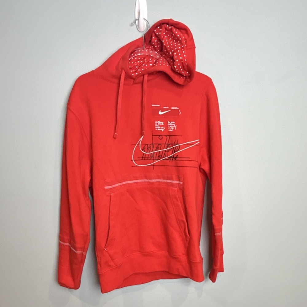 Nike Red Polka Dot Graphic Print Hoodie Pullover Streetwear Casual‎ Size Small